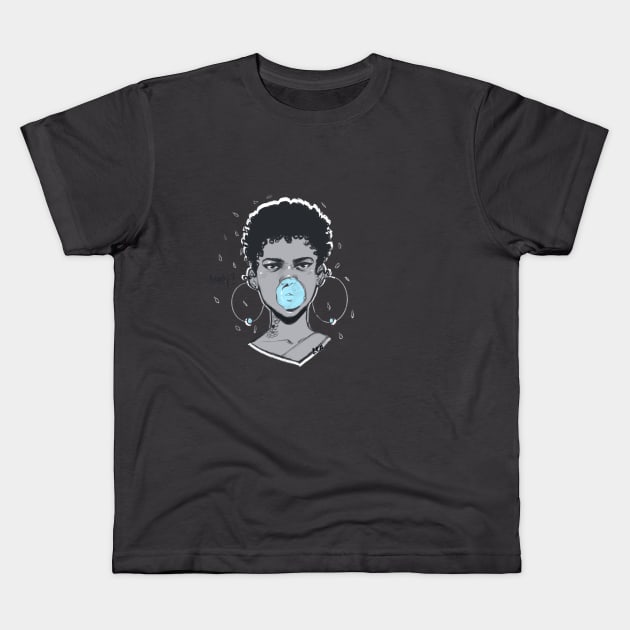 Bubble Gum Girl Kids T-Shirt by R.Gray Illustrations 